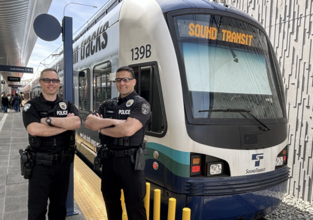 Officers Victor Pirak and Larry Perreira, Members of the Bellevue PD’s new Bellevue Light Rail Unit (BLU).
